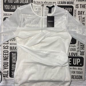 White Mesh Crossbody Bodycon Dress